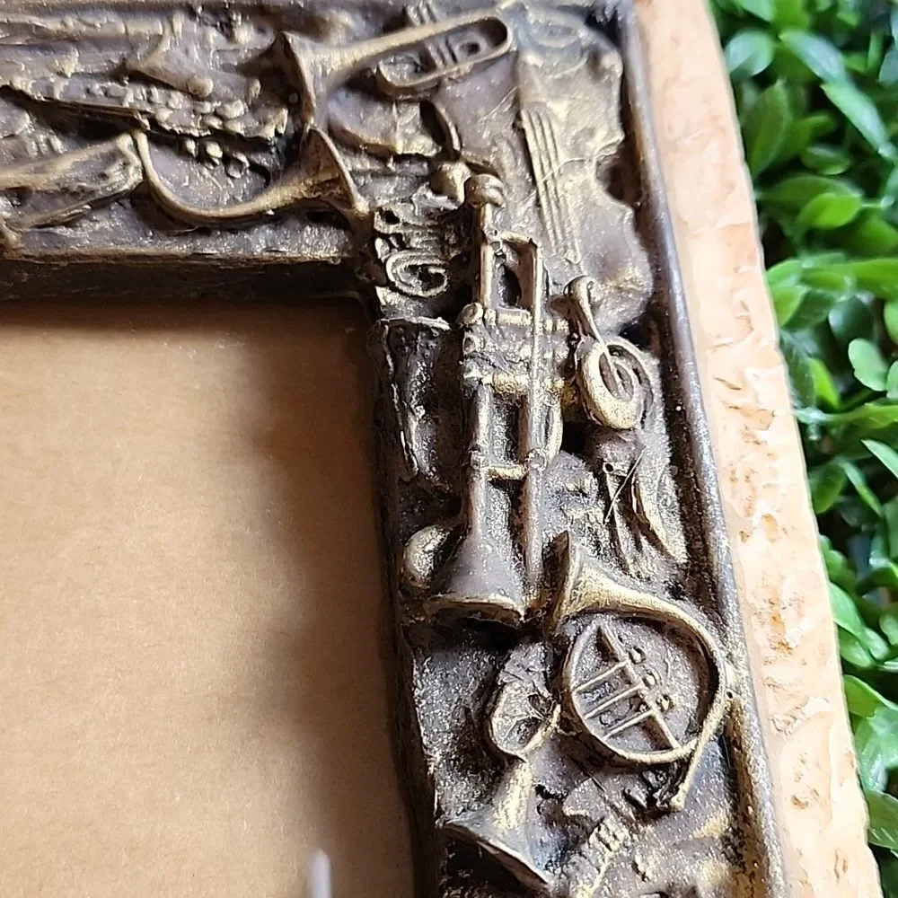 Musical Instrument Picture Frame Embossed Brushed Bronze Resin Stucco